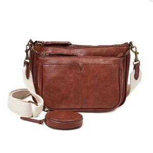 Women’s Dana Faux Leather Crossbody Purse Pouch Bag 3-Piece